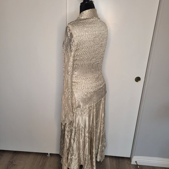 Komarov Champagne Satin & Lace Two-Piece Skirt Set – Top (L), Skirt (M) - Picture 4 of 16
